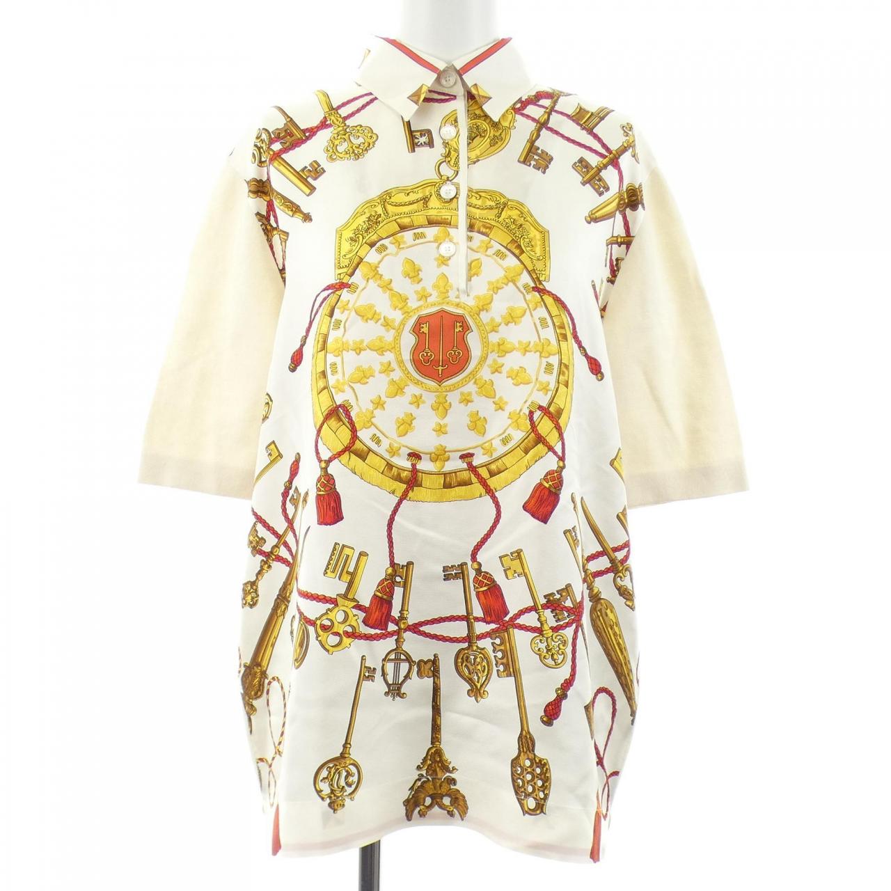 HERMES Les Cles Twill Laine Top