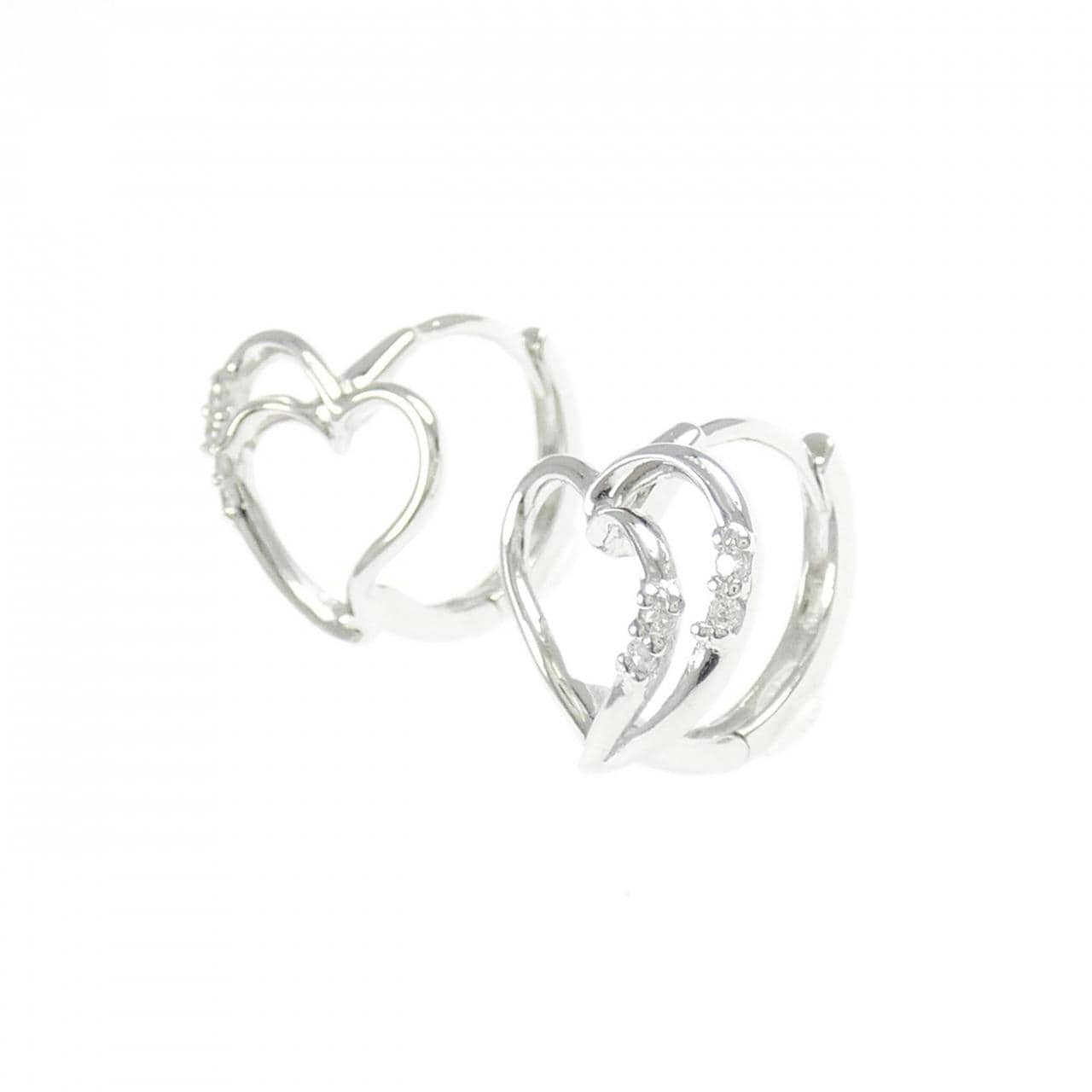 K14WG ハート キュービック ピアス