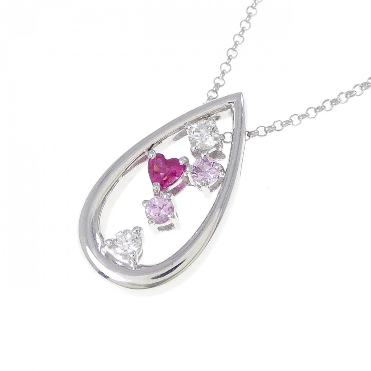 K18WG 2WAY カラーストーン ネックレス