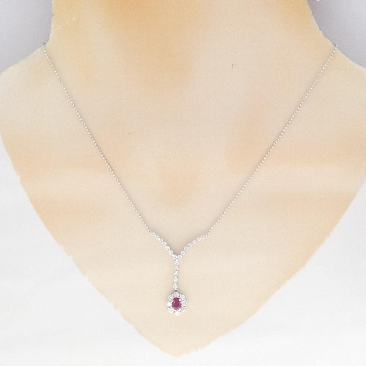 PT900/PT850 ルビー ネックレス 0.38CT