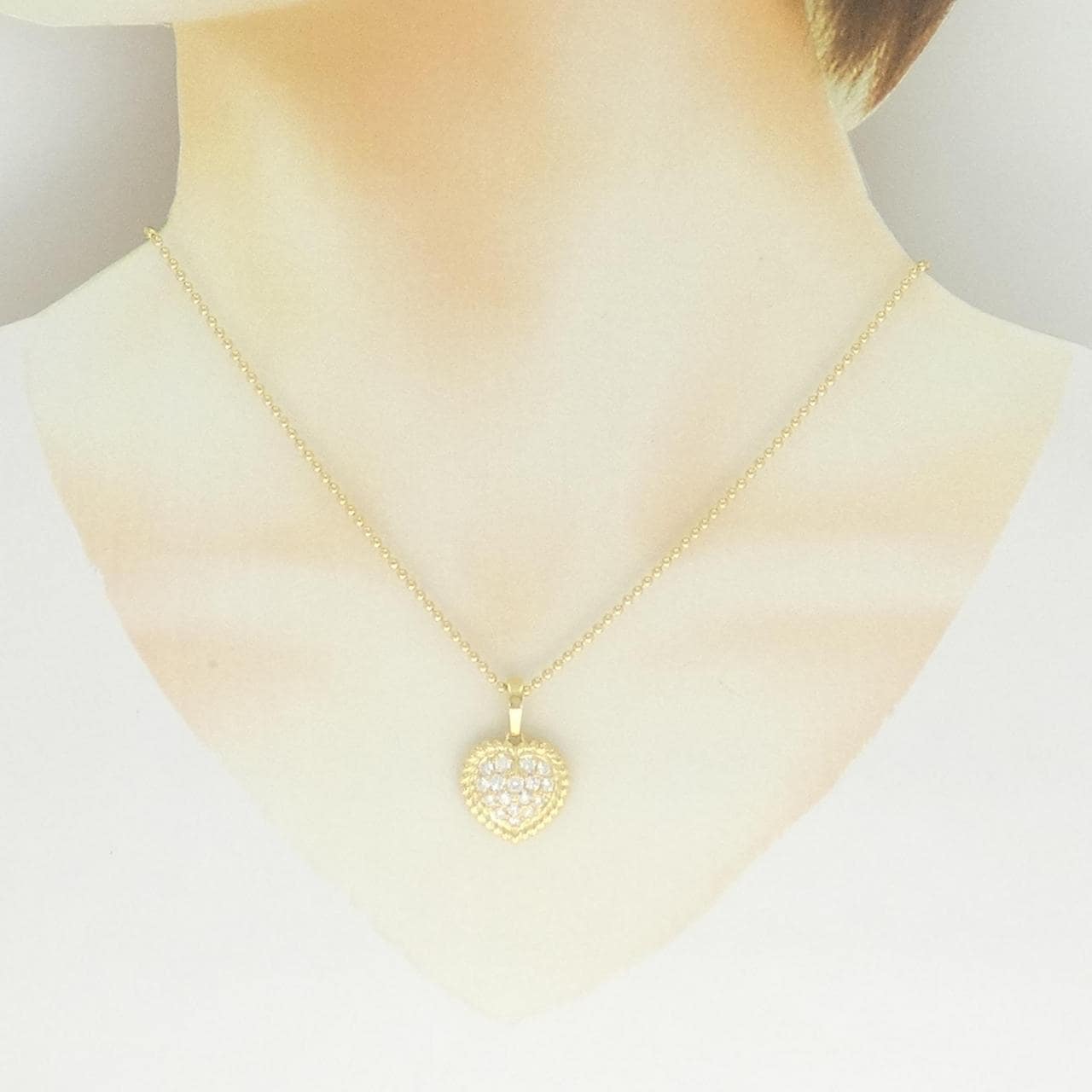 750YG ハート ダイヤモンド ネックレス