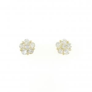 K18YG フラワー ダイヤモンド ピアス 0.70CT