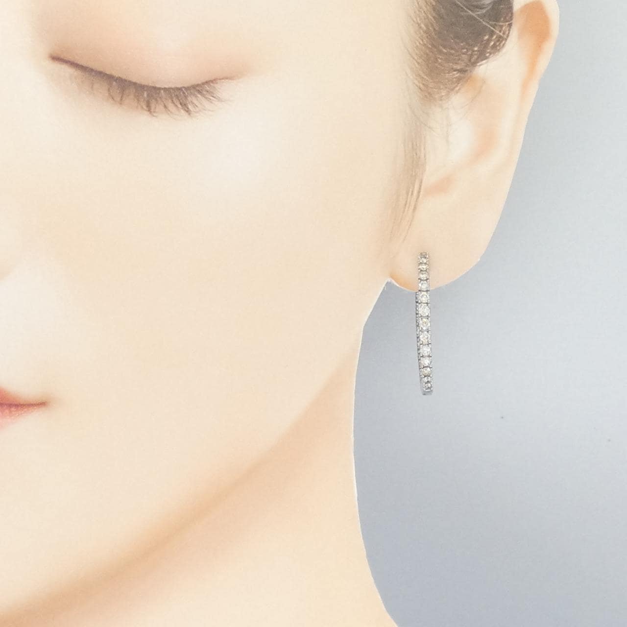 K18WG フープ ダイヤモンド ピアス 2.00CT
