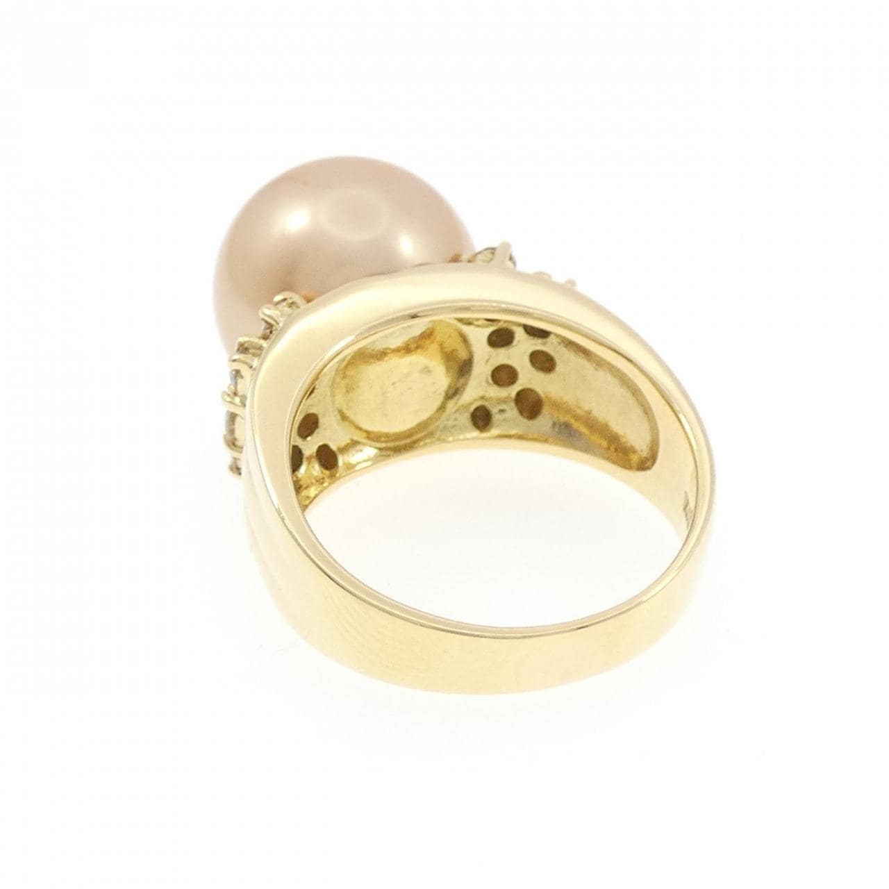 K18YG 白蝶パール リング 13.6mm