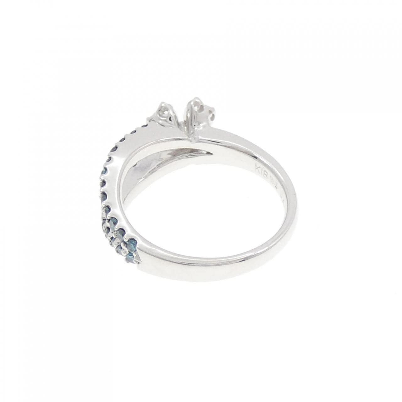 K18WG フラワー ダイヤモンド ピンキー リング 0.41CT