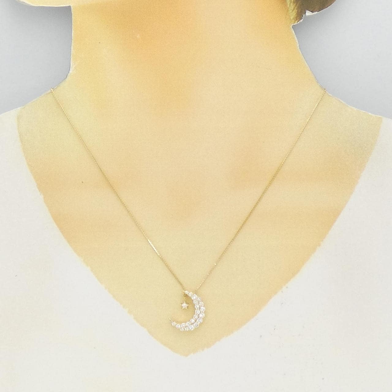 K18YG Moon x Star Diamond Necklace