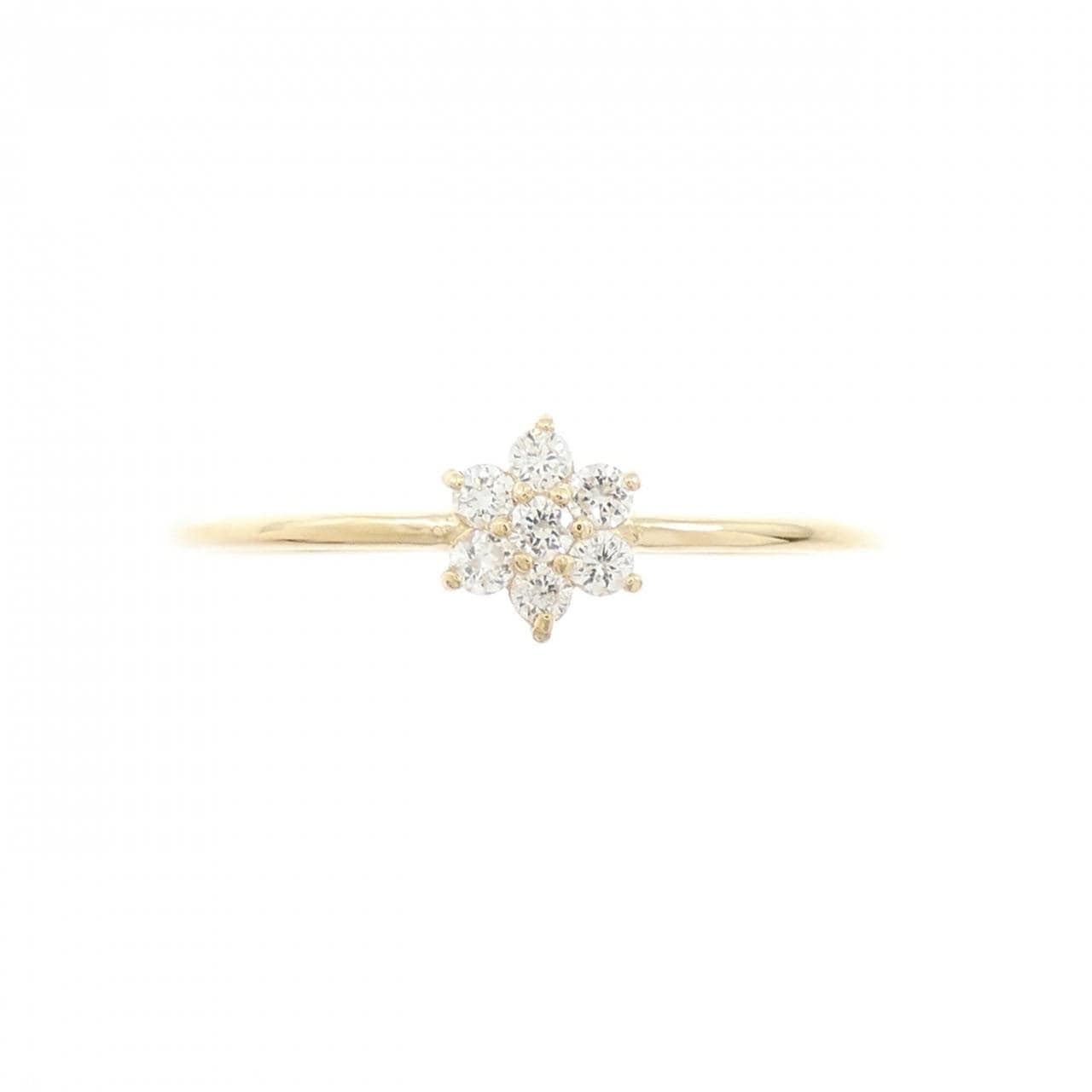 【再加工款】K18YG花朵鑽石戒指0.10克拉