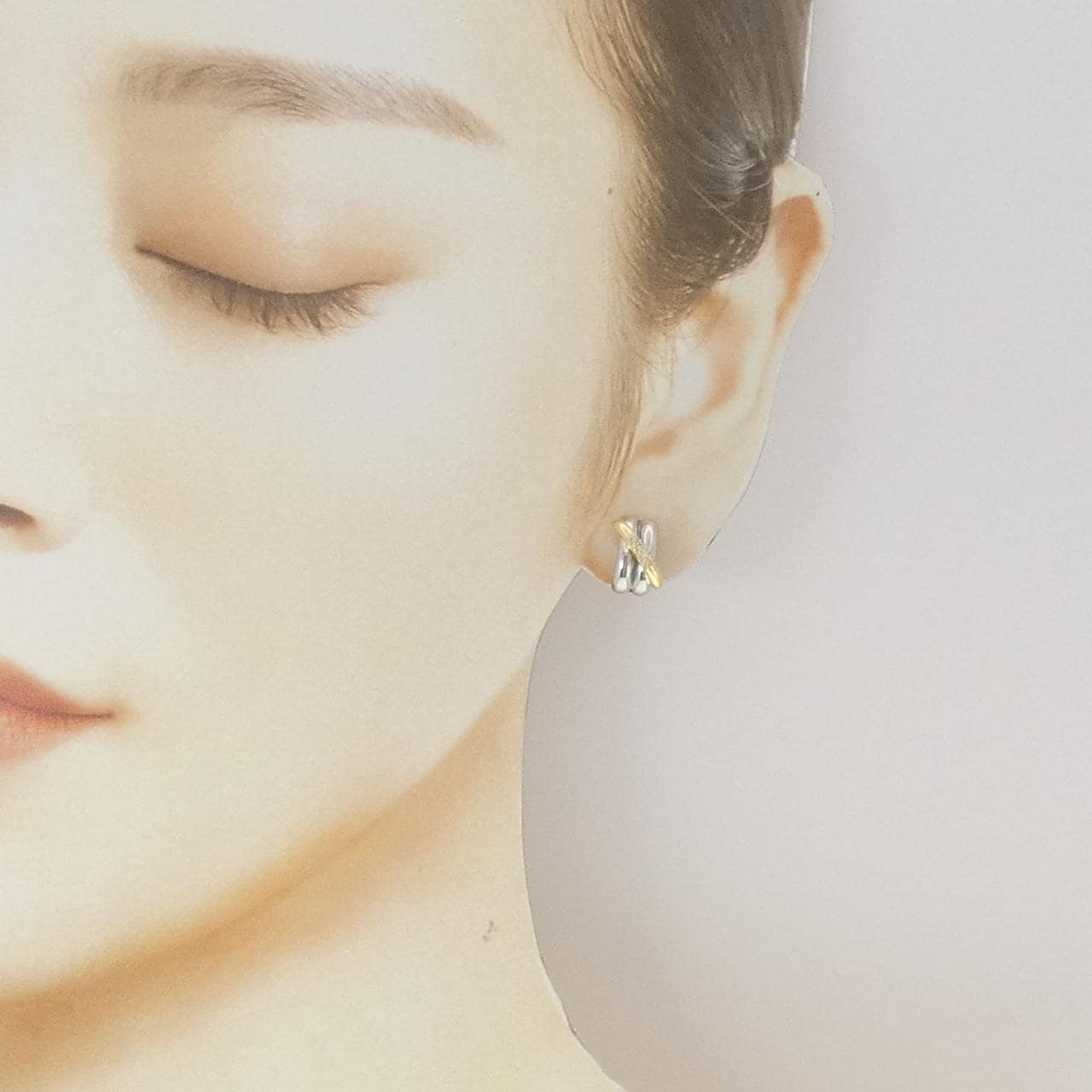 K18YG/PT900 ダイヤモンド ピアス 0.08CT