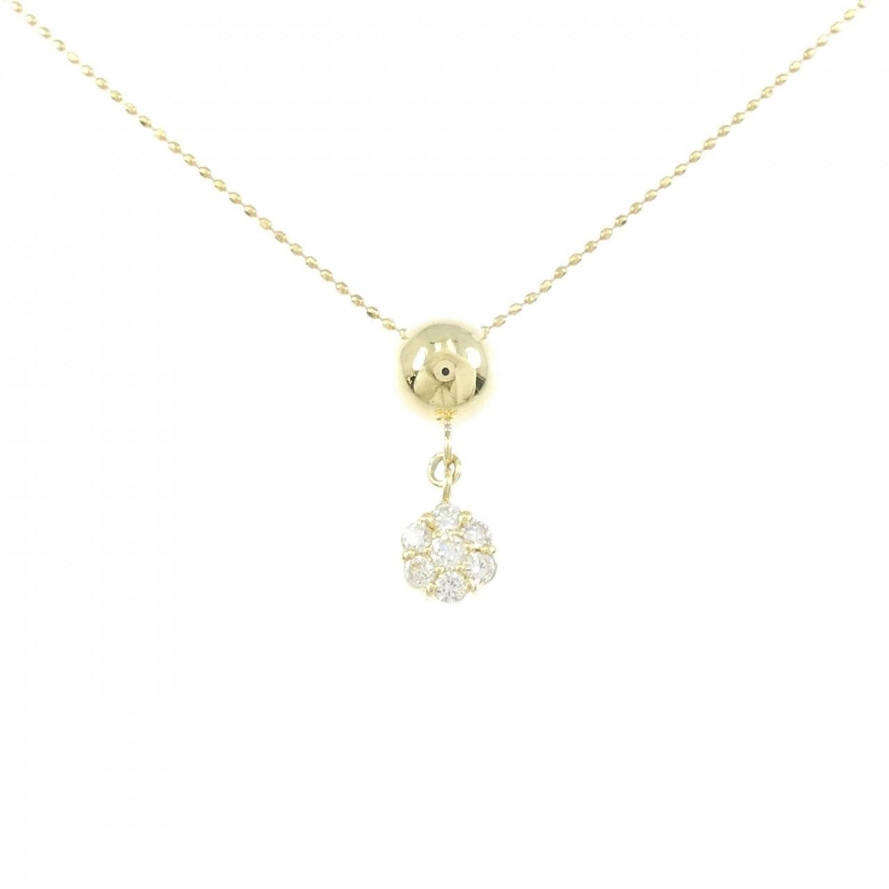 K18YG フラワー ダイヤモンド ネックレス 0.23CT