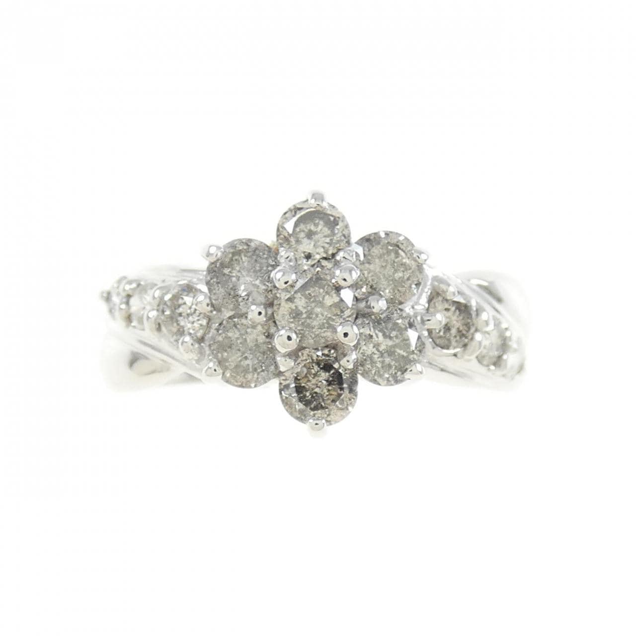 K18WG フラワー ダイヤモンド リング 1.09CT