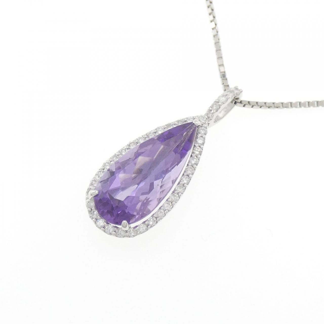 K18WG/PT Amethyst Necklace 4.44CT