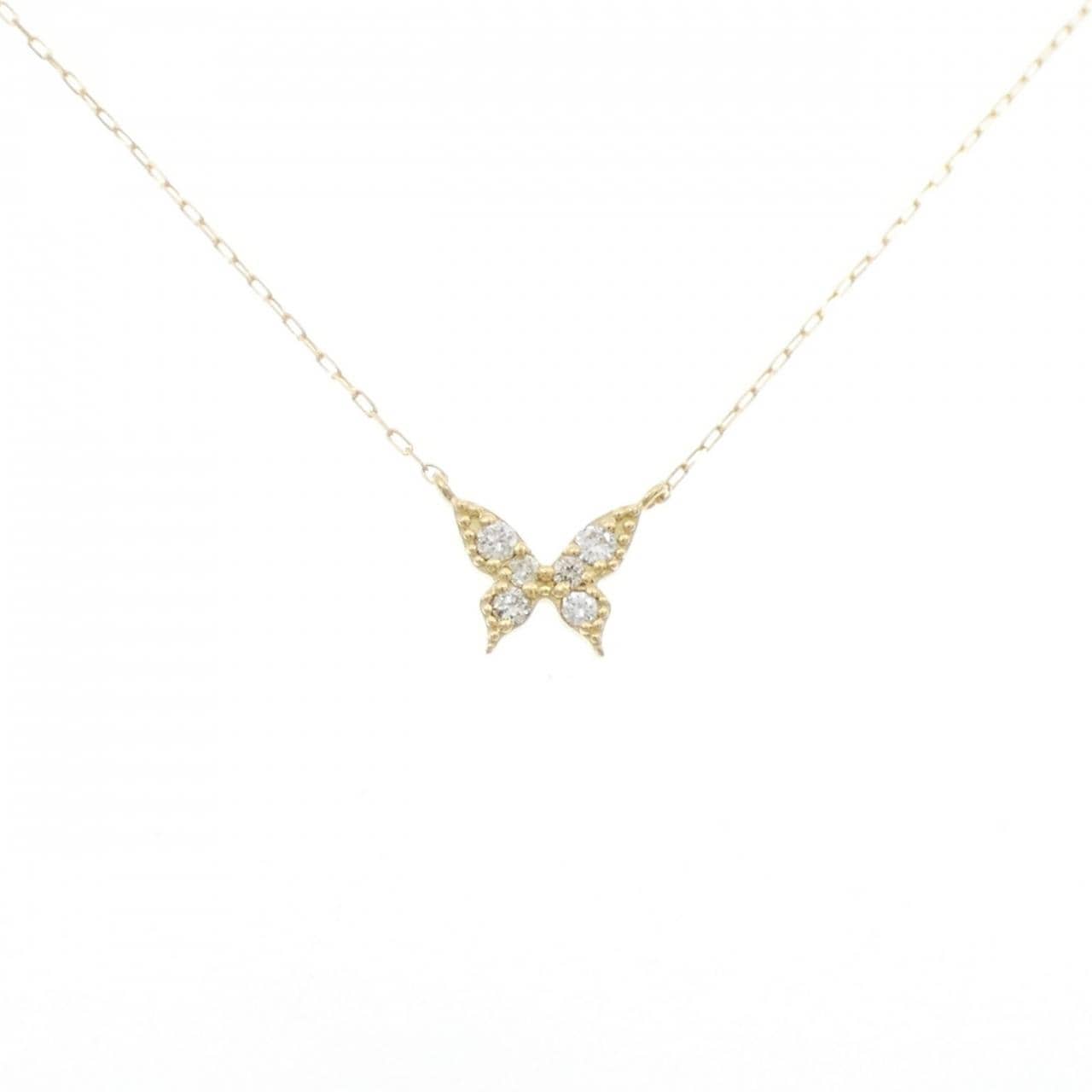 【新品】K18YG バタフライ ダイヤモンド ネックレス 0.05CT