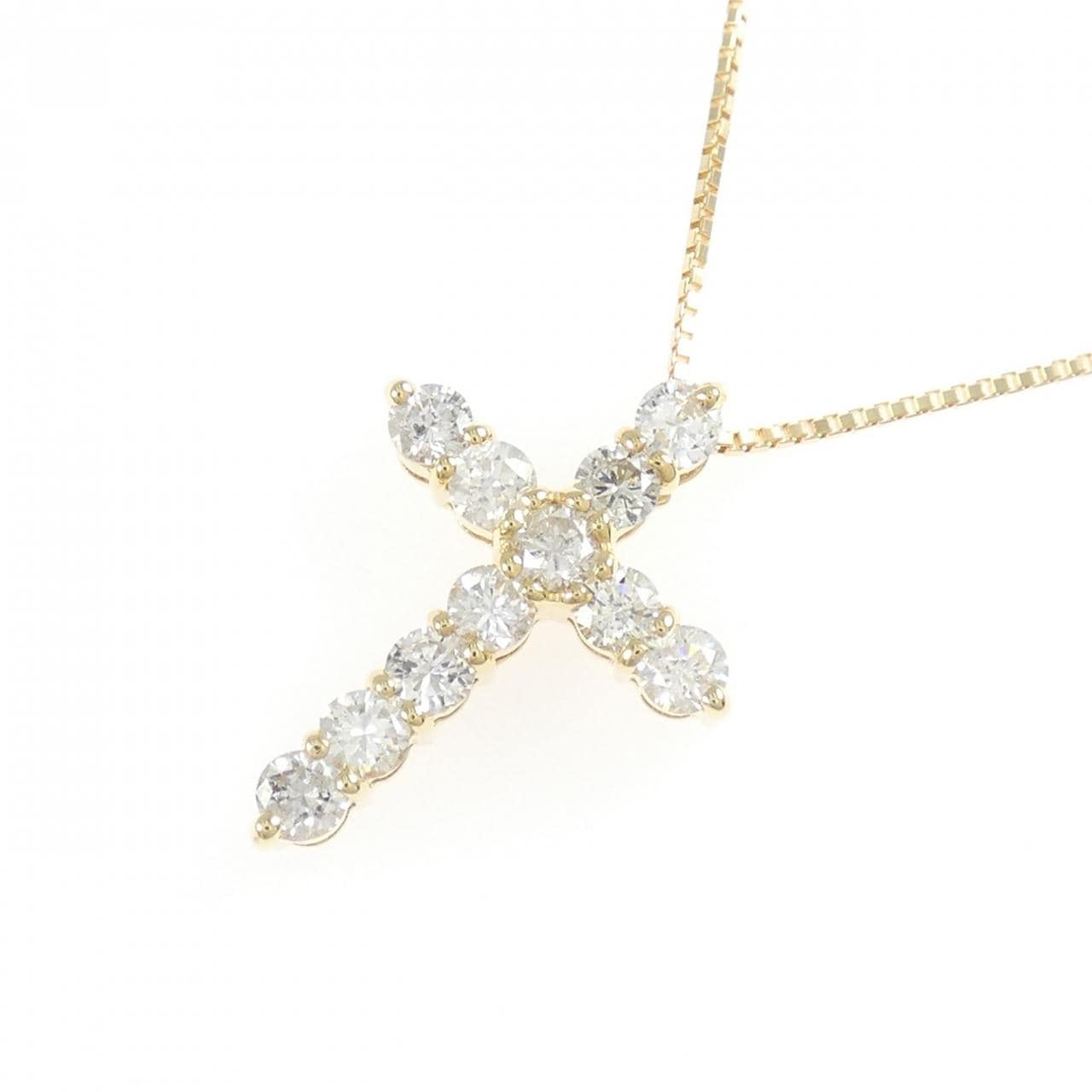 K18YG クロス ダイヤモンド ネックレス 1.00CT