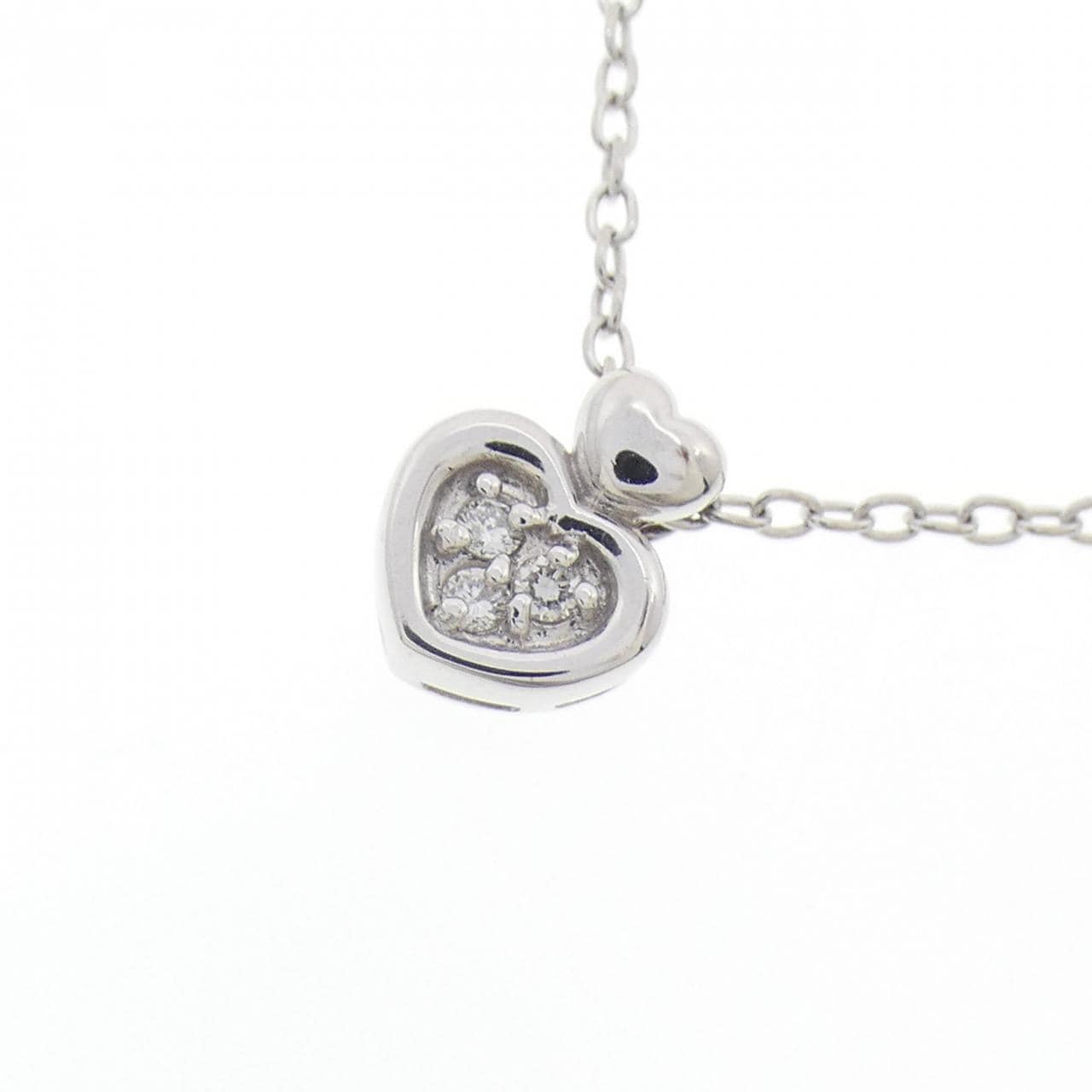 K18WG/PT850 ハート ダイヤモンド ネックレス 0.03CT