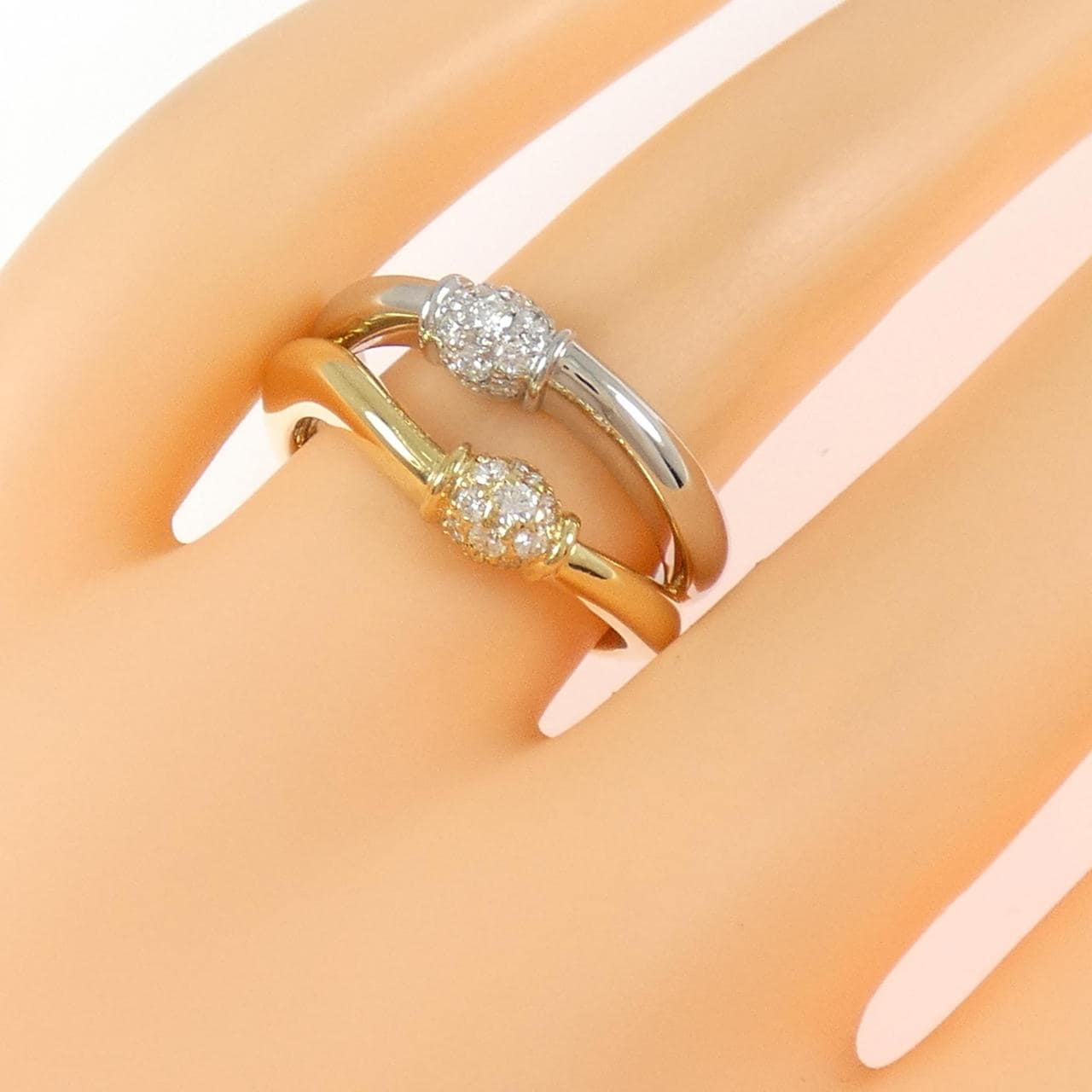 750YG/PT900 ダイヤモンド リング 0.32CT