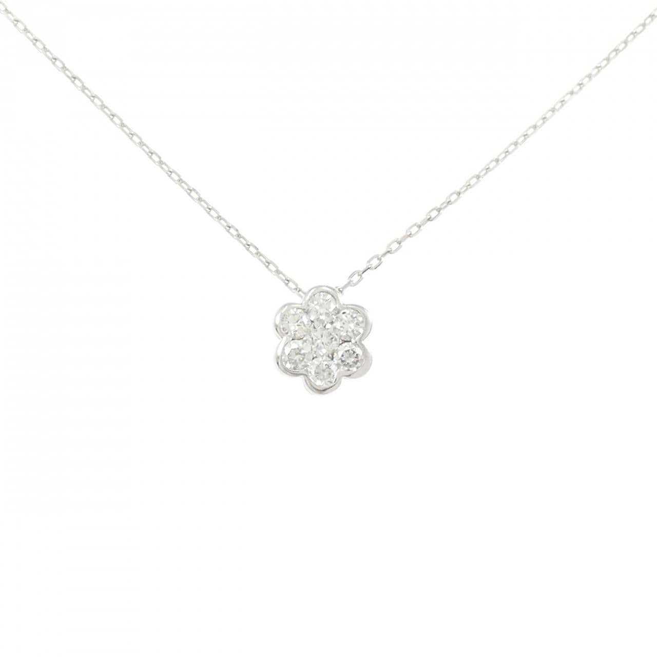 K18WG 花鑽石項鍊 0.30CT