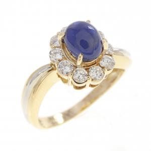 K18YG/PT900 サファイヤ リング 1.24CT