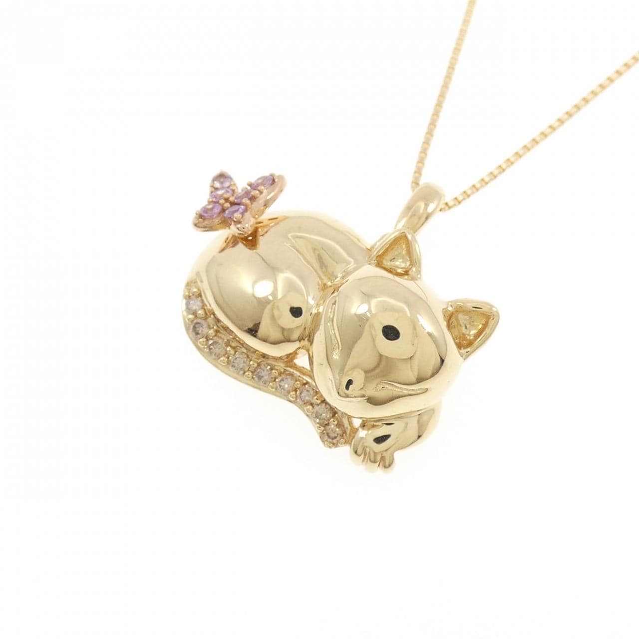 K18YG キャット サファイヤ ネックレス 0.11CT