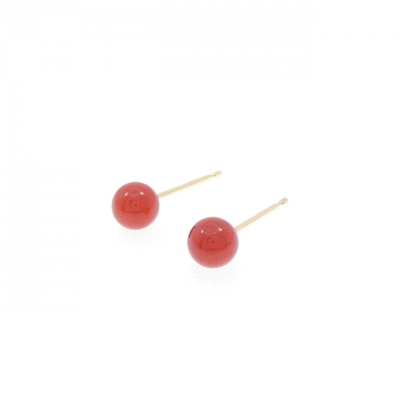 [新品] K18YG 珊瑚耳環 5mm