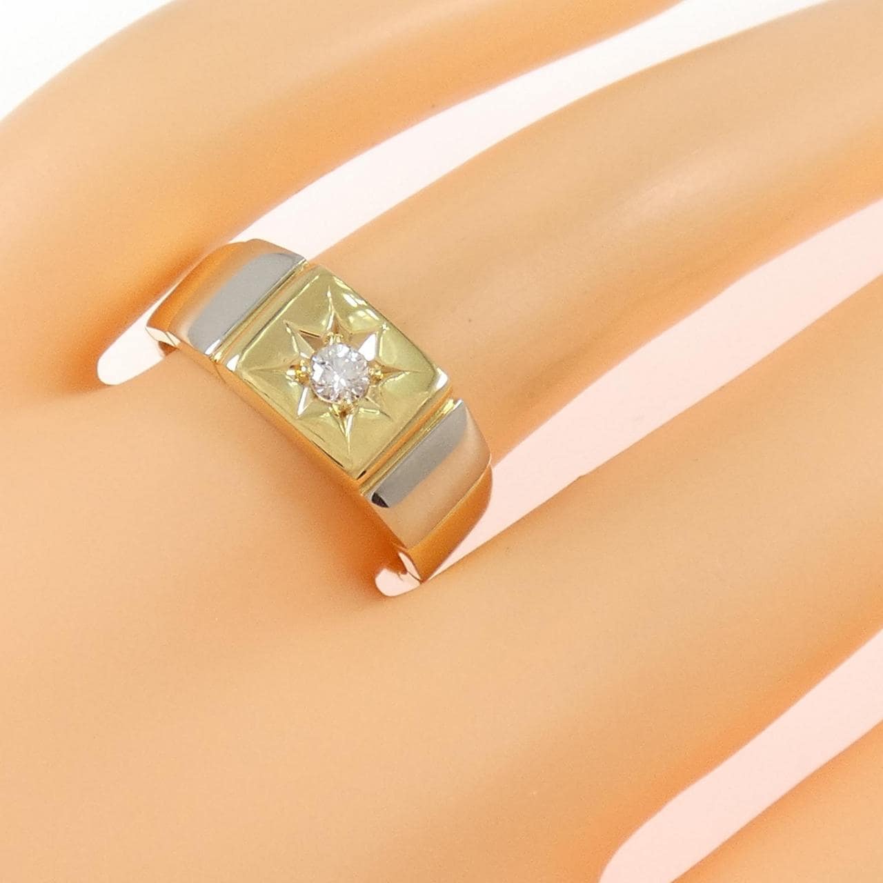 K18YG/PT900 ダイヤモンド リング 0.11CT