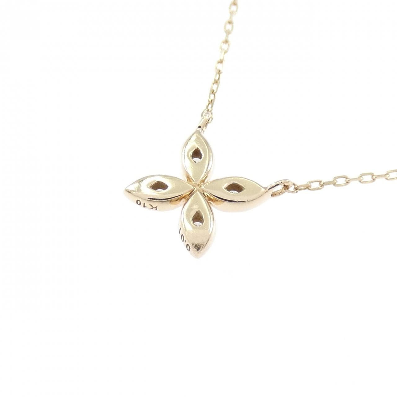 K10YG フラワー ダイヤモンド ネックレス 0.01CT