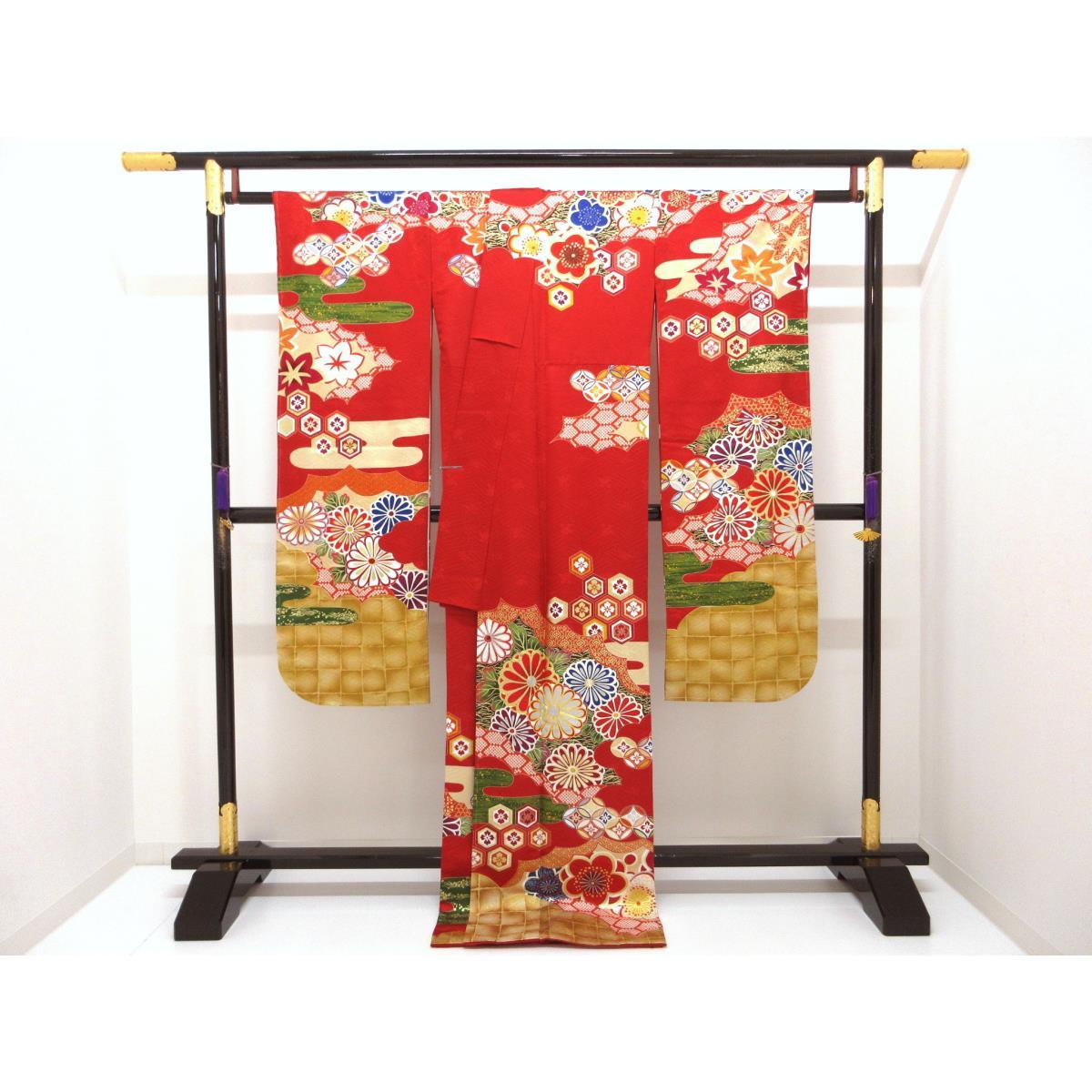 【未使用品】振袖　友禅金彩加工　刺繍入り