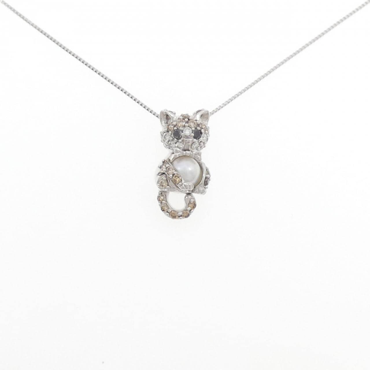 K18WG Cat Akoya Pearl Necklace