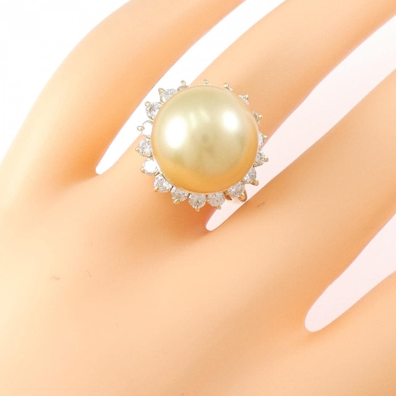 K18YG 白蝶パール リング 13.9mm