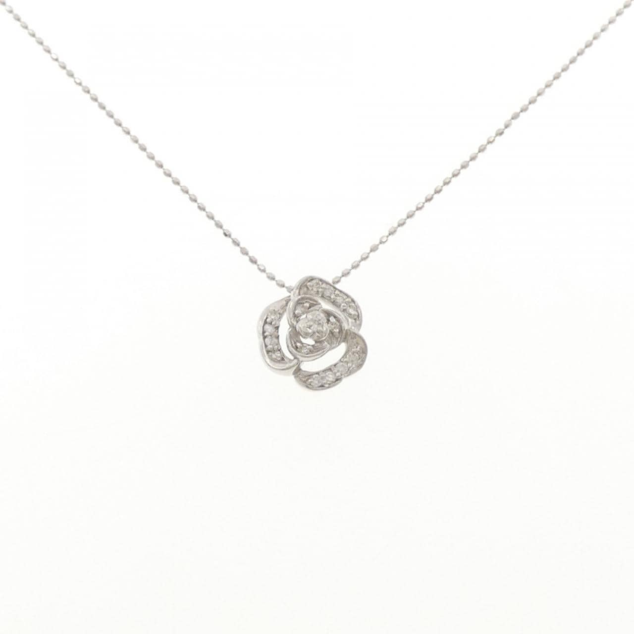 K18WG ローズ ダイヤモンド ネックレス 0.11CT