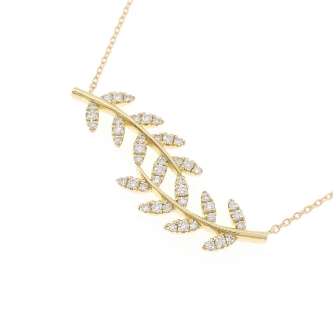 K18YG リーフ ダイヤモンド ネックレス 0.23CT