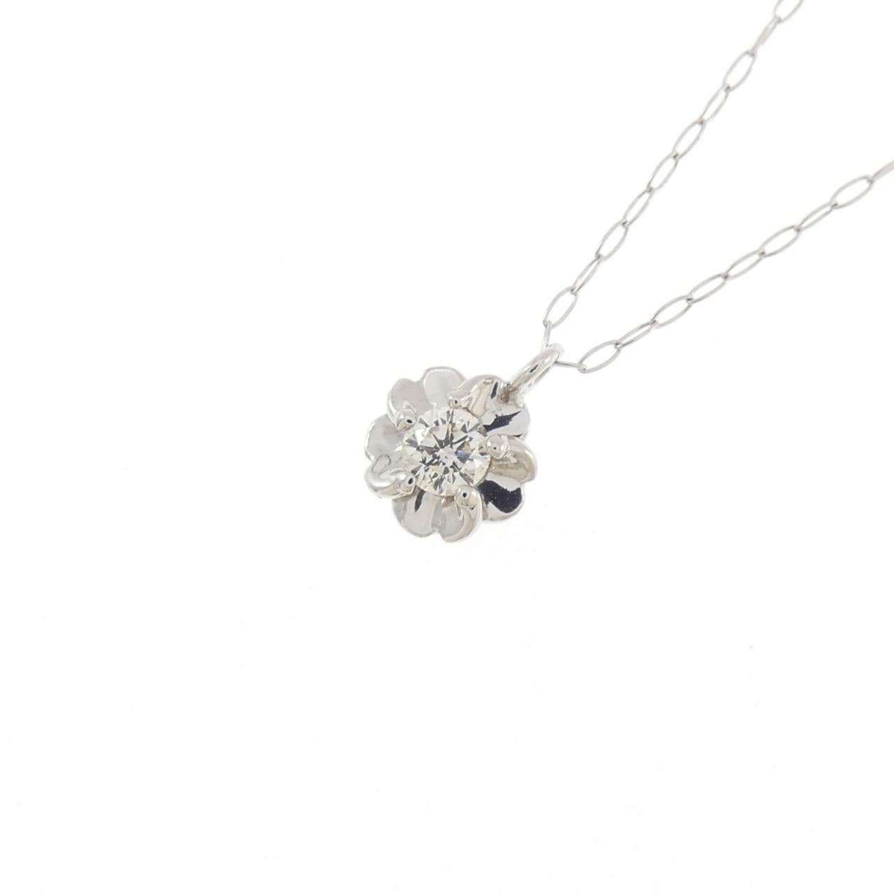 PT900/PT850 フラワー ダイヤモンド ネックレス 0.10CT