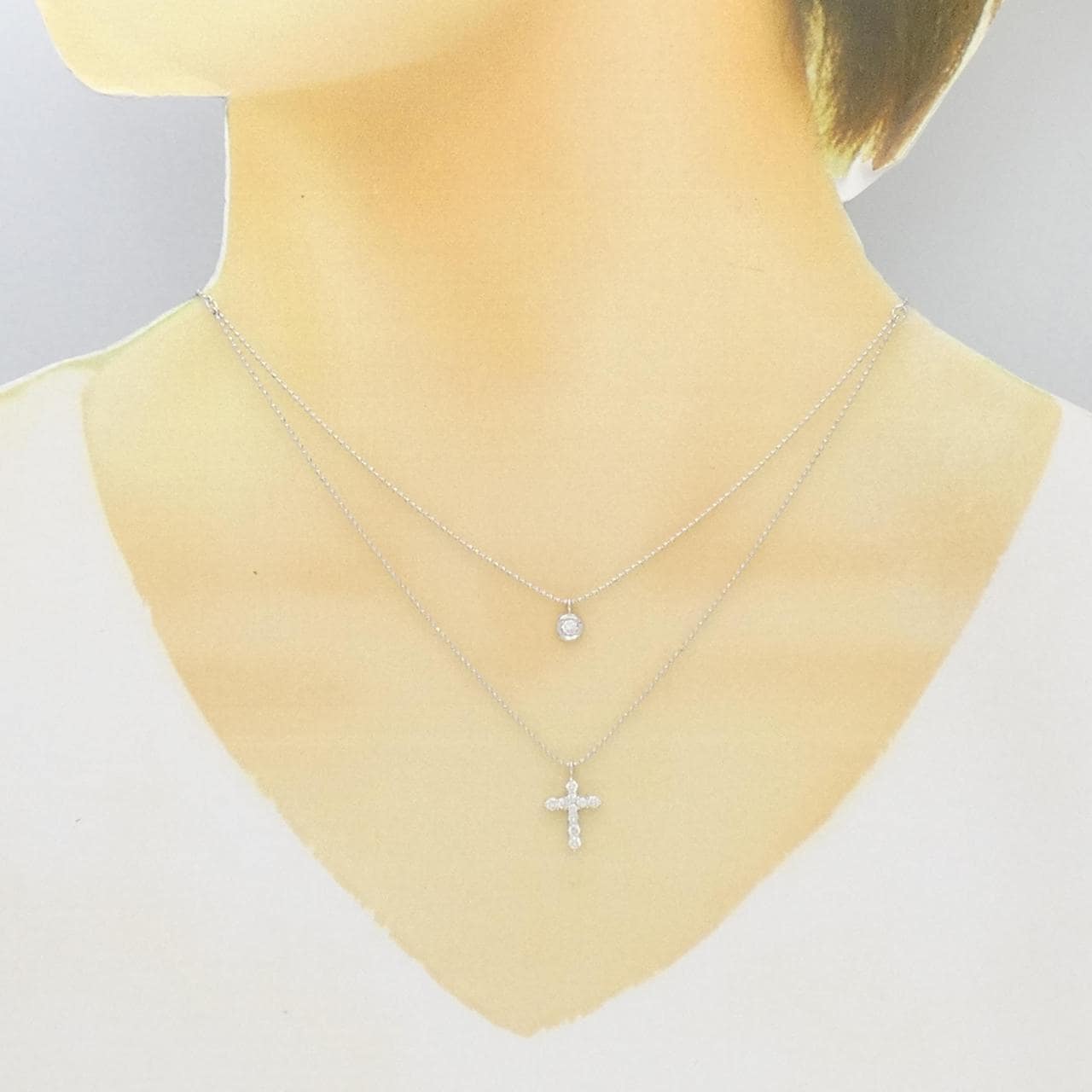 PT Cross Diamond Necklace 0.34CT