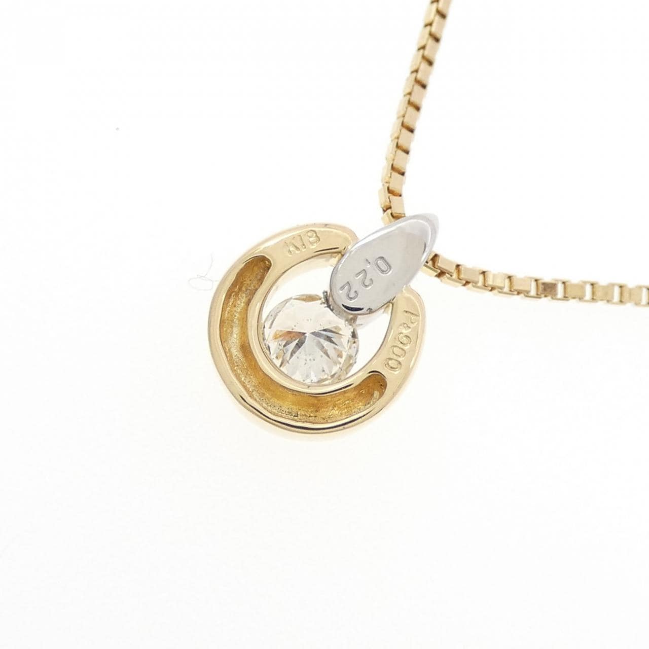 K18YG/PT900 ダイヤモンド ネックレス 0.22CT