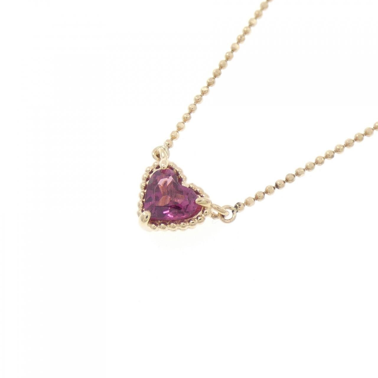 K10YG Heart Garnet Necklace