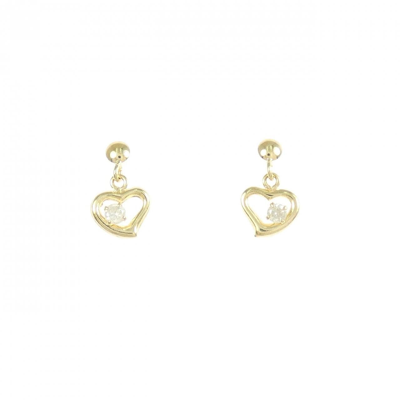 K18YG ハート ダイヤモンド ピアス 0.06CT