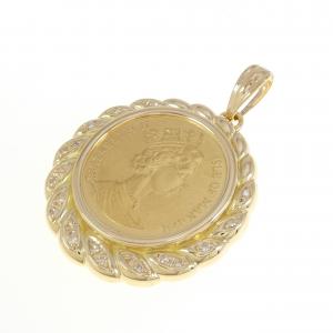 K18YG Diamond Coin Pendant 0.1CT