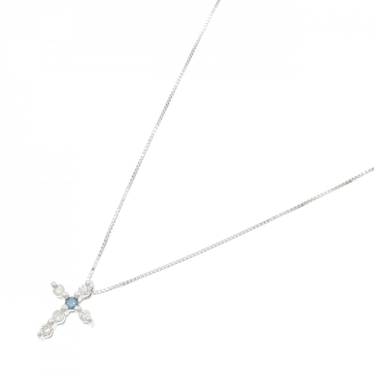 K18WG クロス ダイヤモンド ネックレス 0.10CT