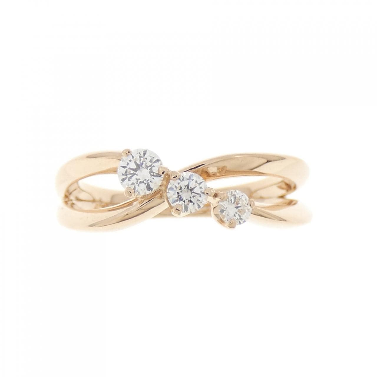 K18PG スリーストーン ダイヤモンド リング 0.25CT