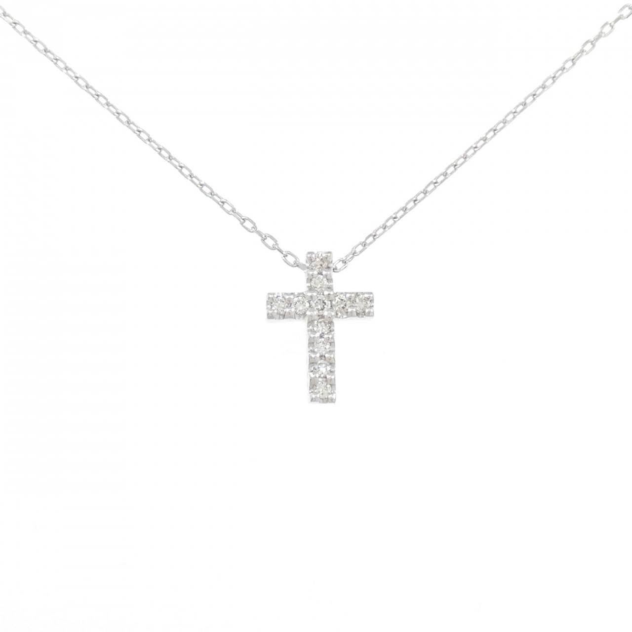 K18WG クロス ダイヤモンド ネックレス 0.09CT