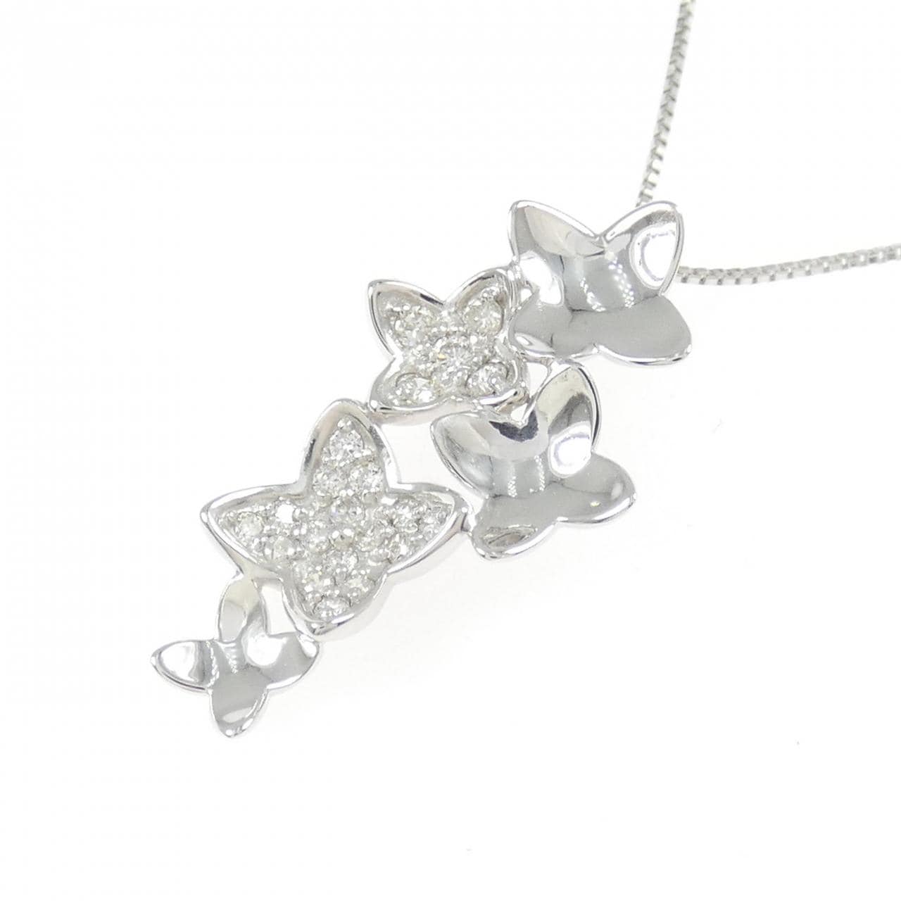 K18WG ダイヤモンド ネックレス 0.18CT