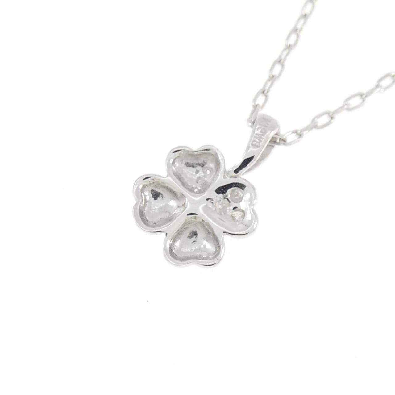 K18WG クローバー ダイヤモンド ネックレス 0.02CT