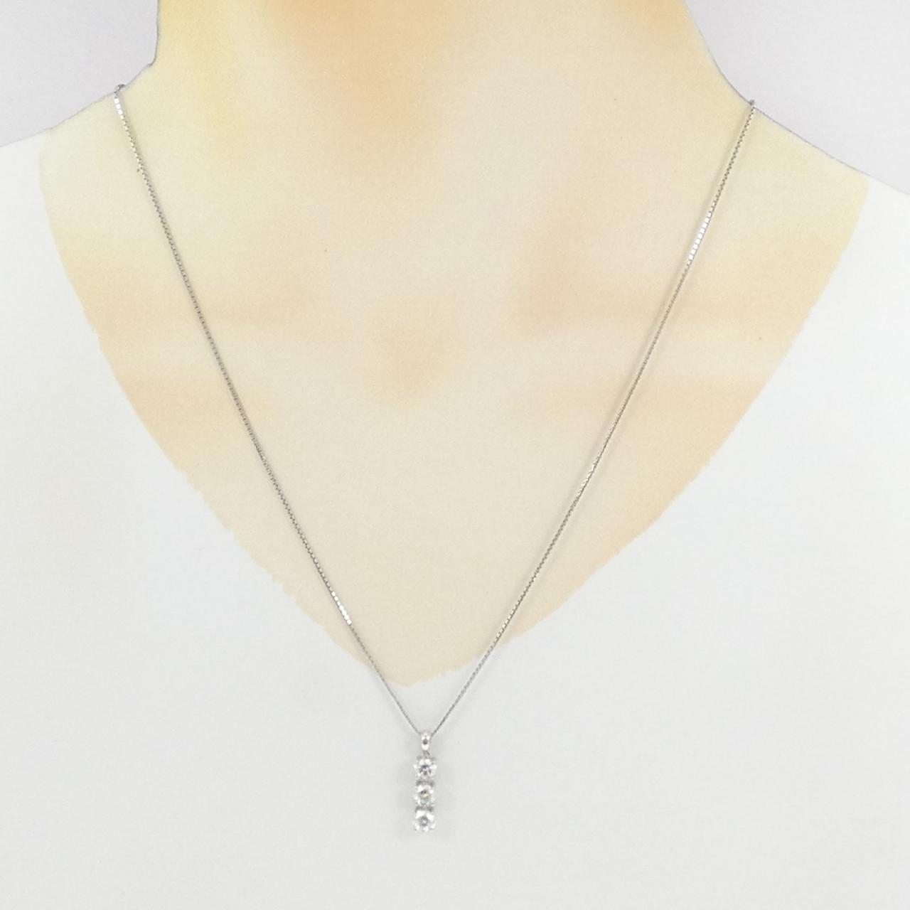 PT900/PT850 スリーストーン ダイヤモンド ネックレス 1.18CT