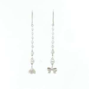 PT900 リボン×バード ダイヤモンド ピアス