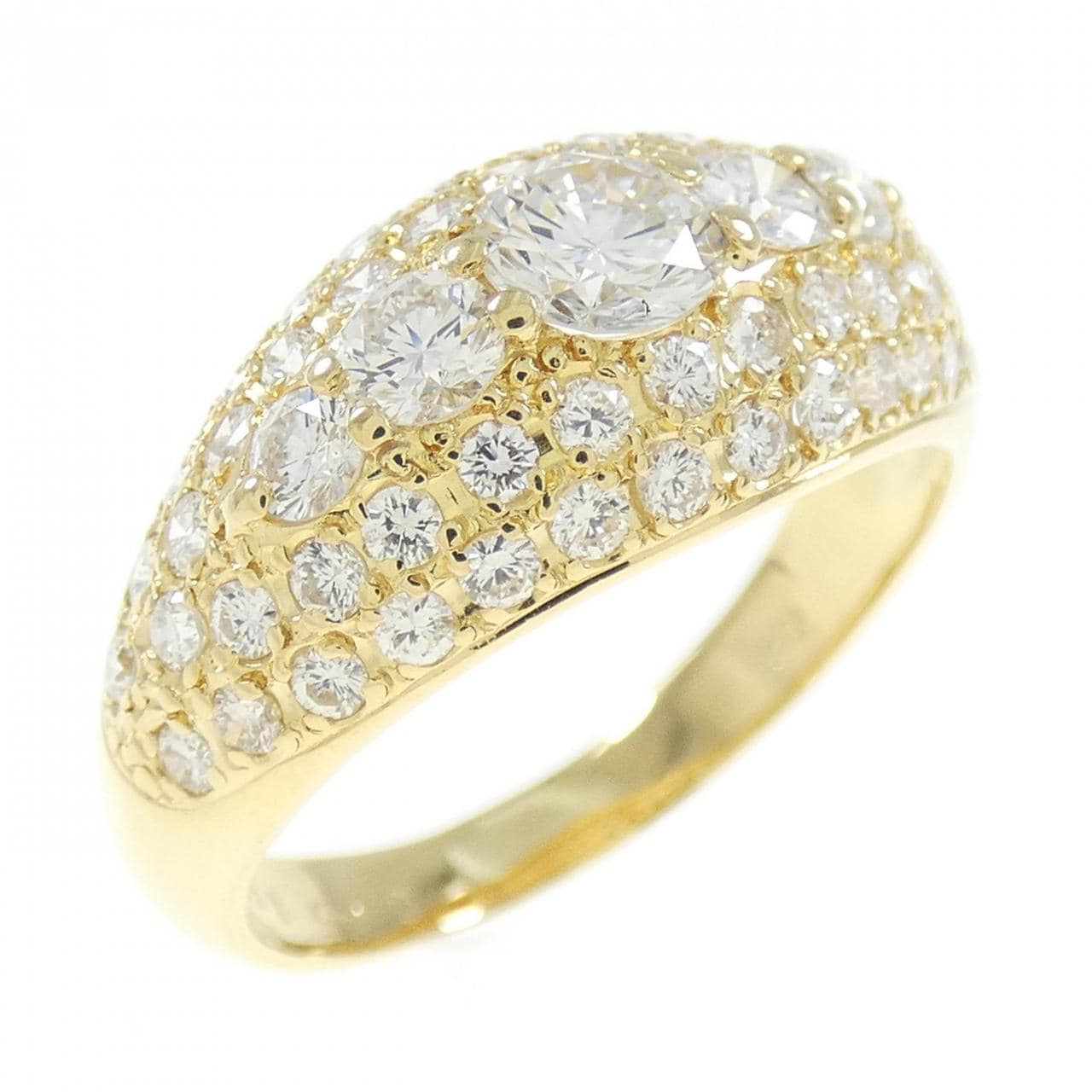 K18YG パヴェ ダイヤモンド リング 0.35CT