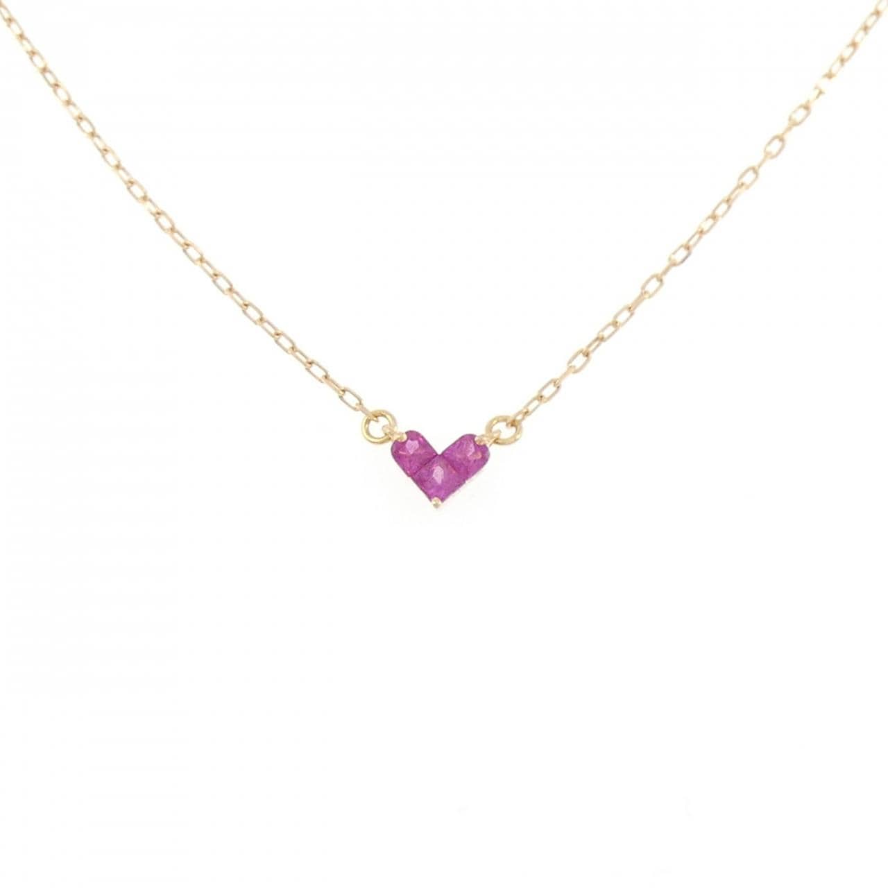 K18YG ハート ルビー ネックレス 0.26CT