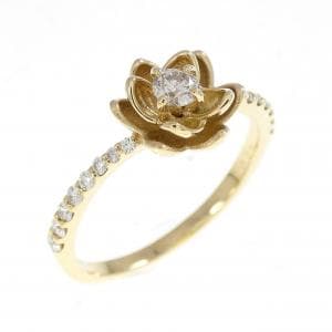 K18YG フラワー ダイヤモンド リング 0.23CT
