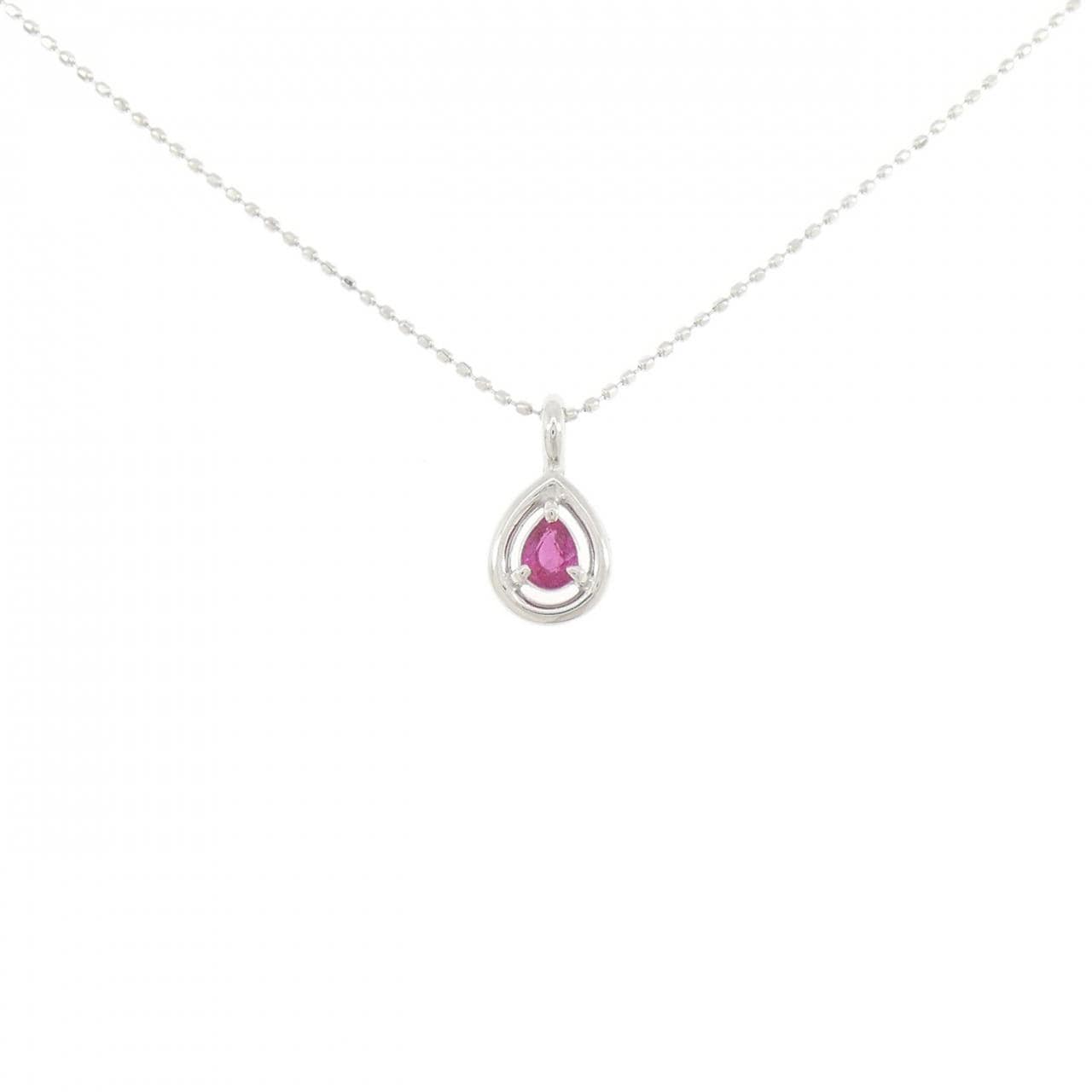 K18WG ルビー ネックレス 0.22CT