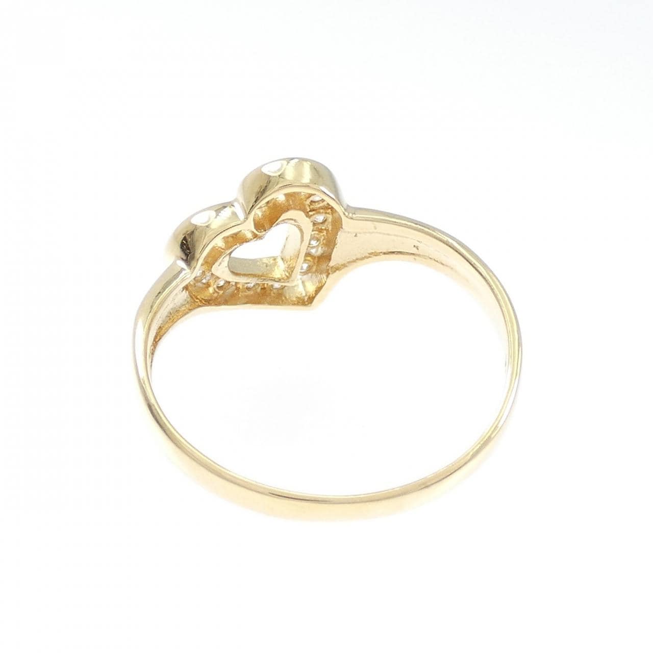 K18YG ハート ダイヤモンド リング
