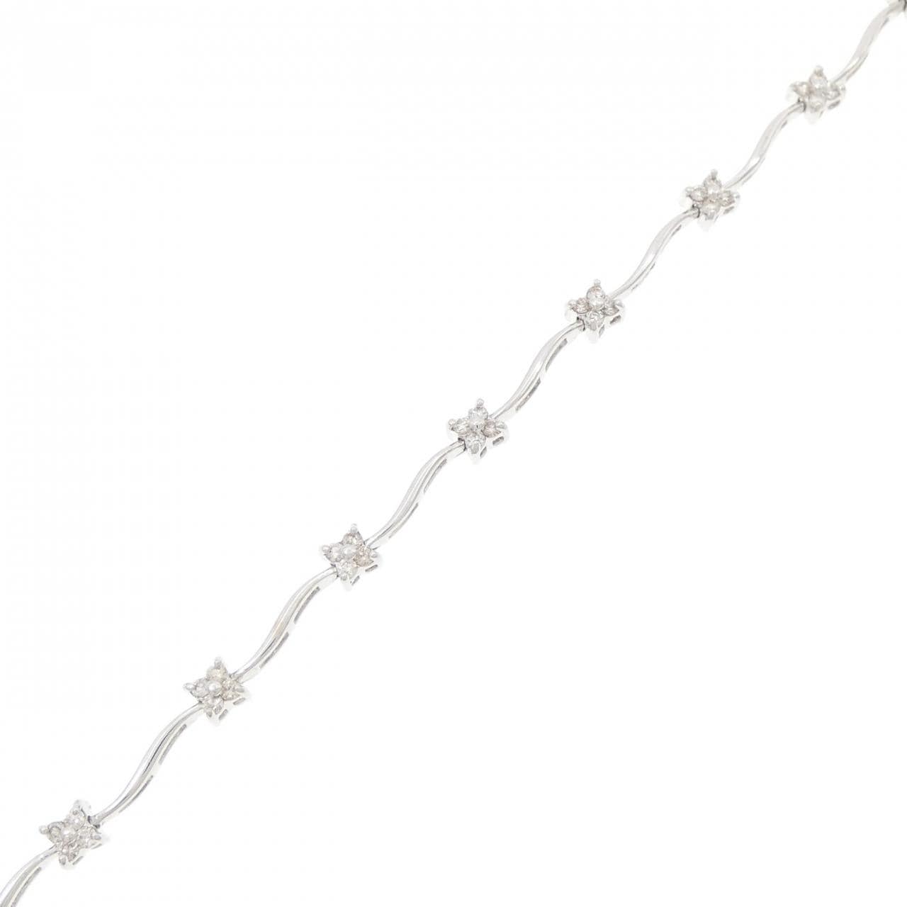 K18WG フラワー ダイヤモンド ブレスレット 0.50CT