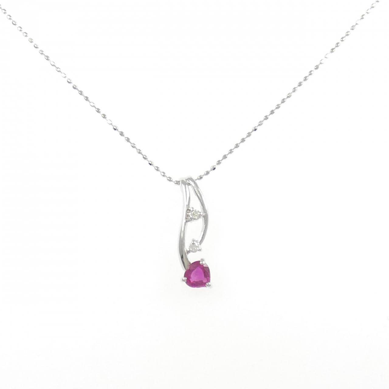 K18WG ルビー ネックレス 0.25CT